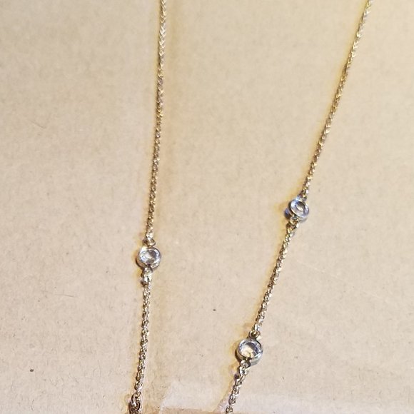 Pear Drop CZ Necklace and Earring Set, Gold tone - Picture 3 of 6